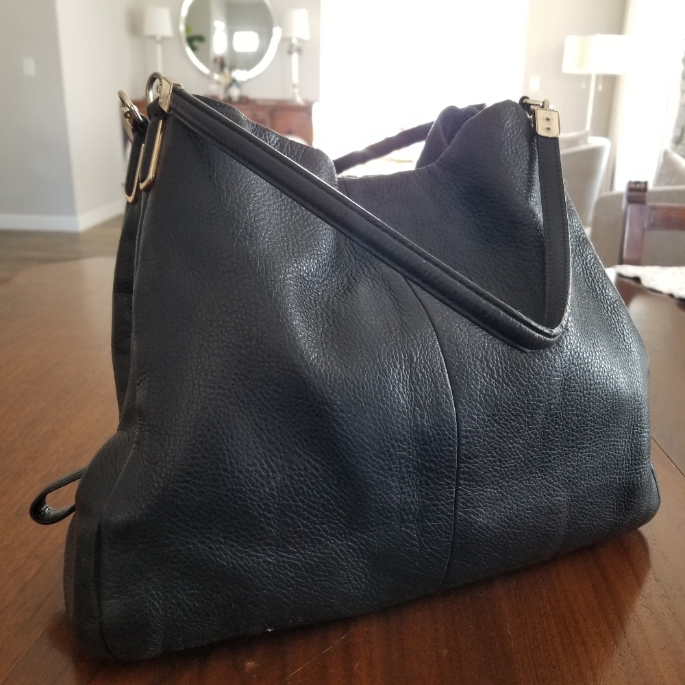 COACH Madison Phoebe 26224 Black Pebbled Leather Handbag Purse - Picture 2 of 16